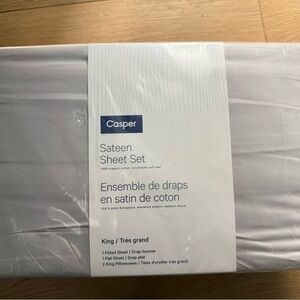NWT Casper Sateen sheet set grey